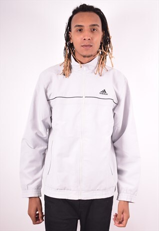 ADIDAS MENS VINTAGE TRACKSUIT TOP JACKET MEDIUM GREY 90S