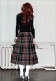 VINTAGE Y2K TARTAN MIDI SKIRT IN RED/GREEN/BLACK TONES