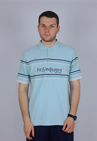 YVES SAINT LAURENT POLO SHIRT MEN RARE BIG LOGO