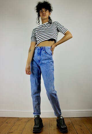 VINTAGE 80S HIGH WAISTED MOM JEANS LIGHT BLUE