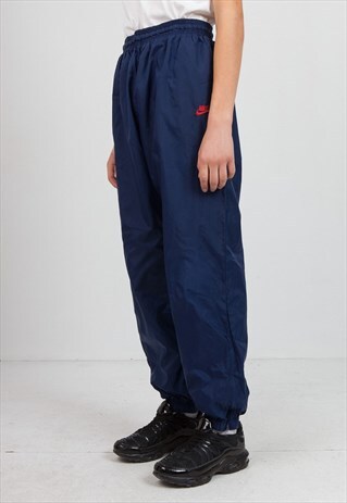 VINTAGE RETRO NAVY NIKE TRACK JOGGERS BOTTOMS