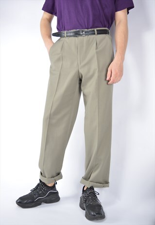 VINTAGE GREY CLASSIC 80'S STRAIGHT SUIT TROUSERS