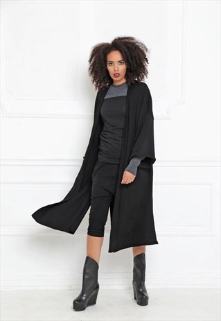 KIMONO CARDIGAN/ BLACK VEST