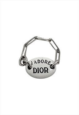 Christian Dior Ring Logo Chain Silver Vintage Jadore 15mm