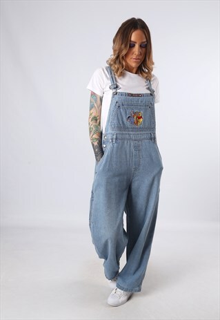 DENIM DUNGAREES WINNIE THE POOH WIDE LEG UK 12 (HD2O)