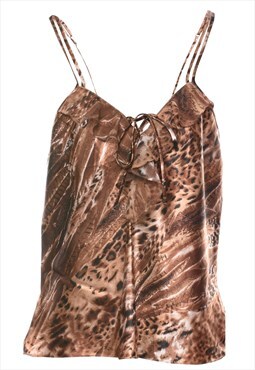 Vintage Beyond Retro Animal Print Frilly 1990s Camisole - M