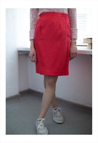 VINTAGE 80'S HIGH WAISTED RED MIDI SKIRT
