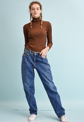 90'S RETRO LEE REGULAR WAIST STONEWASH DENIM JEANS