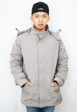 LINED 1/4 ZIP WINDBREAKER/RAINCOAT (1990'S/GREY)