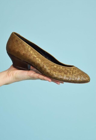 STUNNING 70'S RETRO MOD STYLE REAL LEATHER PARTY PUMPS