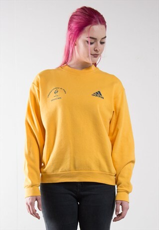 VINTAGE 90'S ADIDAS BRIGHT YELLOW SWEATSHIRT JUMPER
