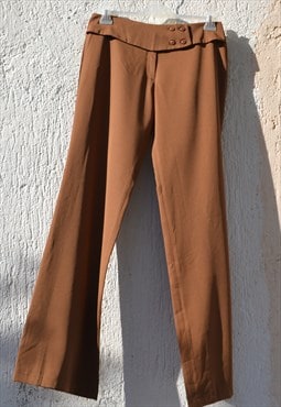 Vintage mocha brown wide leg mid rise pants.
