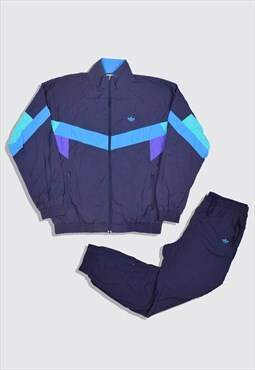 Vintage 1980s Adidas Embroidered Colour Block Full Tracksuit