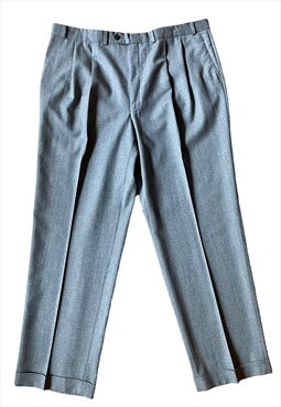 Vintage 90s Gray Oversized Pleated Trousers 