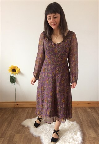 VINTAGE 90S FLORAL MIDI DRESS