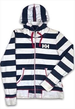 Vintage Helly Hansen 1990s Striped Zip-up Hoodie (M)