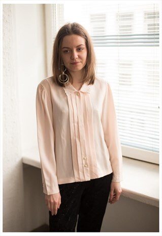 VINTAGE 60'S PASTEL PINK PLEATED FRONT SHIRT