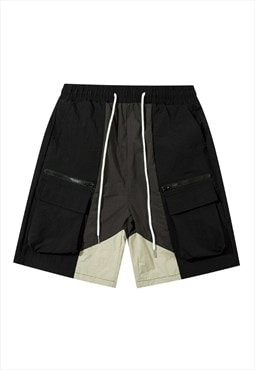 Cargo pocket utility shorts gorpcore cropped pants in black