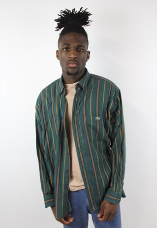 VINTAGE LACOSTE GREEN STRIPED SHIRT
