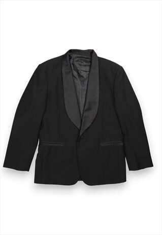 BLACK SINGLE BREASTED TUXEDO BLAZER