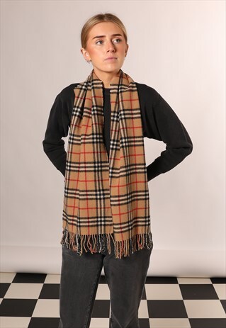 VINTAGE BURBERRY CLASSIC BEIGE PRINT SCARF