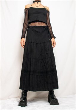 Vintage Maxi Skirt Y2K Cottagecore Fairy Skirt in Black