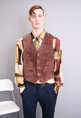 COOL 90'S GOES 70'S WOODSTOCK GENUINE SUEDE GILET TOP VEST