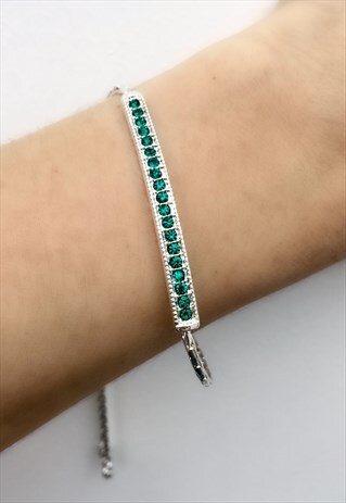 SILVER PLATED GREEN EARTH BRACELET