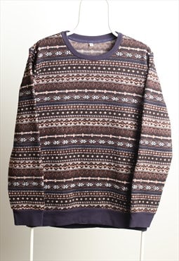 Vintage Crewneck Patterned Warm Sweatshirt Size XL