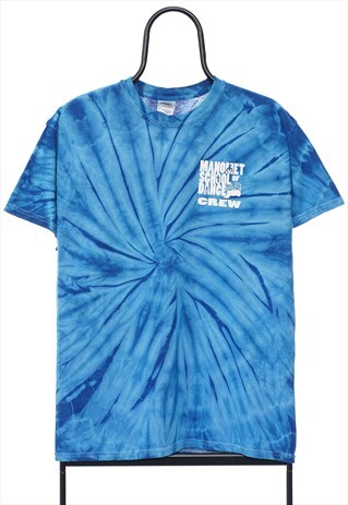 VINTAGE MANOMET GRAPHIC BLUE TIE DYE TSHIRT WOMENS