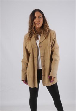 Vintage Suede Leather Jacket Fitted UK 16 XL (CK4X)