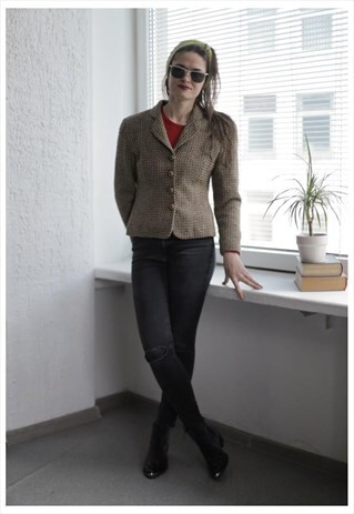 VINTAGE 90'S BROWN/BEIGE LONG SLEEVE JACKET