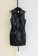 Vintage Moschino Faux Leather Latex Zip Up Sleeveless Dress