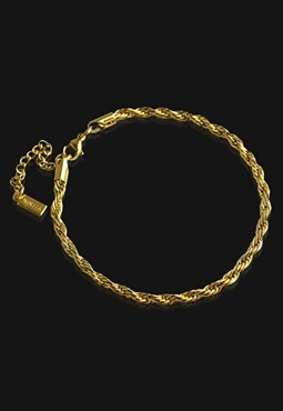 Twisted Rope 18k Gold Plated Chain Bracelet