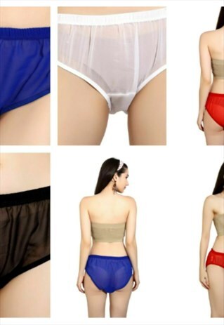 High Waist Sheer Pack of 5 Full Bum Georgette Briefs Panties