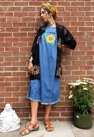 ADORNED REWORKED SUNFLOWER MIDI DRESS
