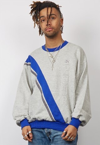 VINTAGE 80'S PUMA BLUE/GREY SWEATSHIRT