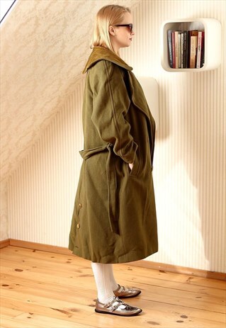 KHAKI GREEN WOOL COAT