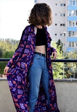VINTAGE FLORAL SATIN ROBE