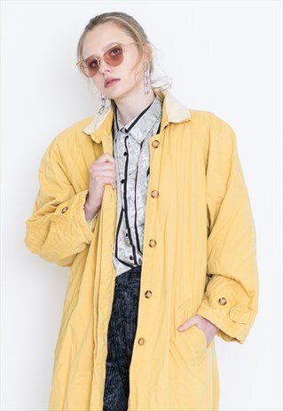 VINTAGE YELLOW RETRO LONG COAT