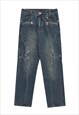BLUE WASHED DENIM JEANS PANTS TROUSERS