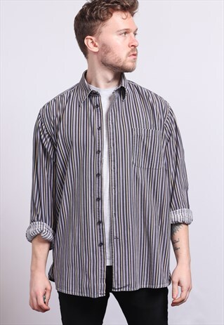 VINTAGE CORDUROY CORD STRIPED SHIRT