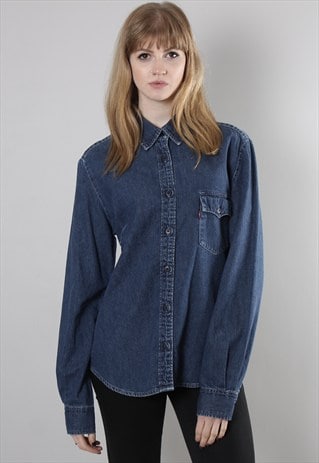 VINTAGE 90S LEVI'S BLUE DENIM FITTED SHIRT