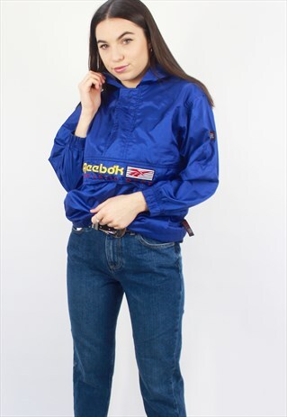 90'S RETRO BLUE 1/4 ZIP PULLOVER JACKET