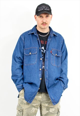 Vintage 90s lined denim shirt oversized grunge jacket