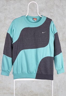 Vintage Reworked Nike Sweatshirt Blue Grey Small