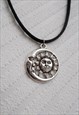 SILVER SUN AND MOON NECKLACE - BLACK SUEDE NECKLACE
