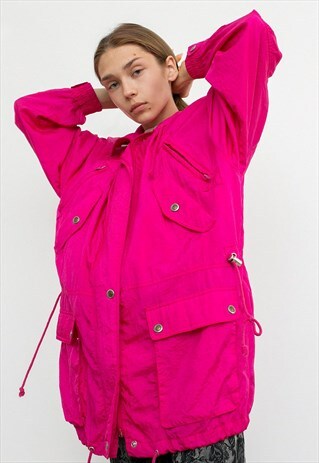 VINTAGE JACKET BRIGHT PINK BARBIE SKI PUFFER RETRO COAT