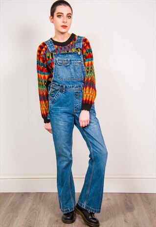 VINTAGE 90'S KICK FLARE DENIM LONG DUNGAREES