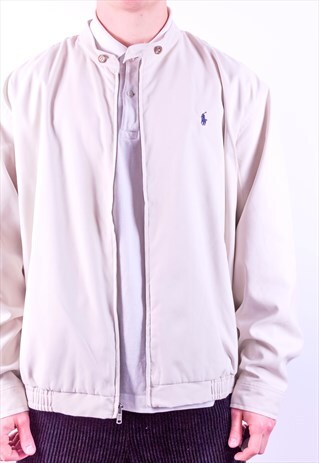 VINTAGE RALPH LAUREN CHECK LINED HARRINGTON JACKET BEIGE XL